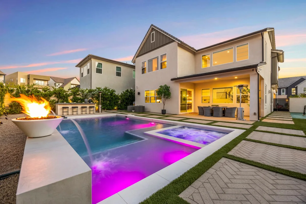 Twilight exterior photography of a Southern California luxury home