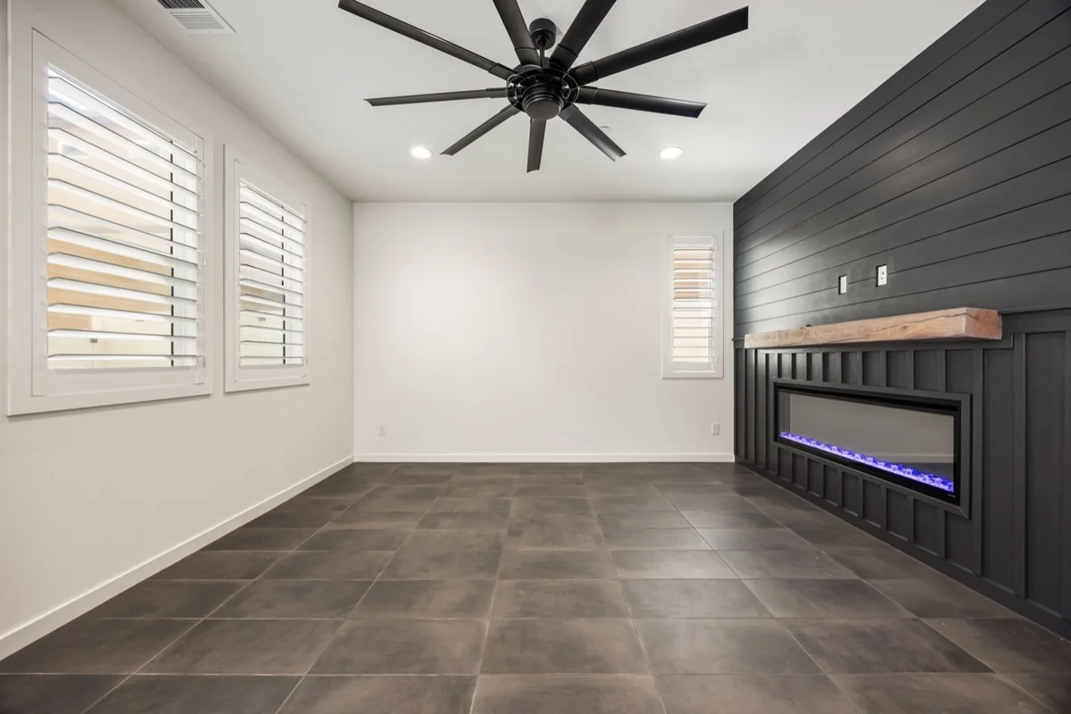 After virtual staging: furnished Los Angeles living room